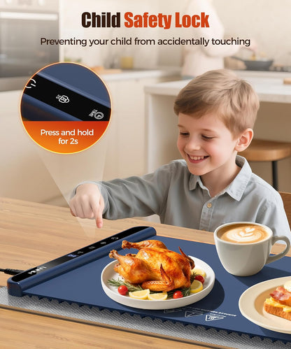 Warming Mat for Food, 26x15 Inch, Off White, Fast Heat, Child Lock