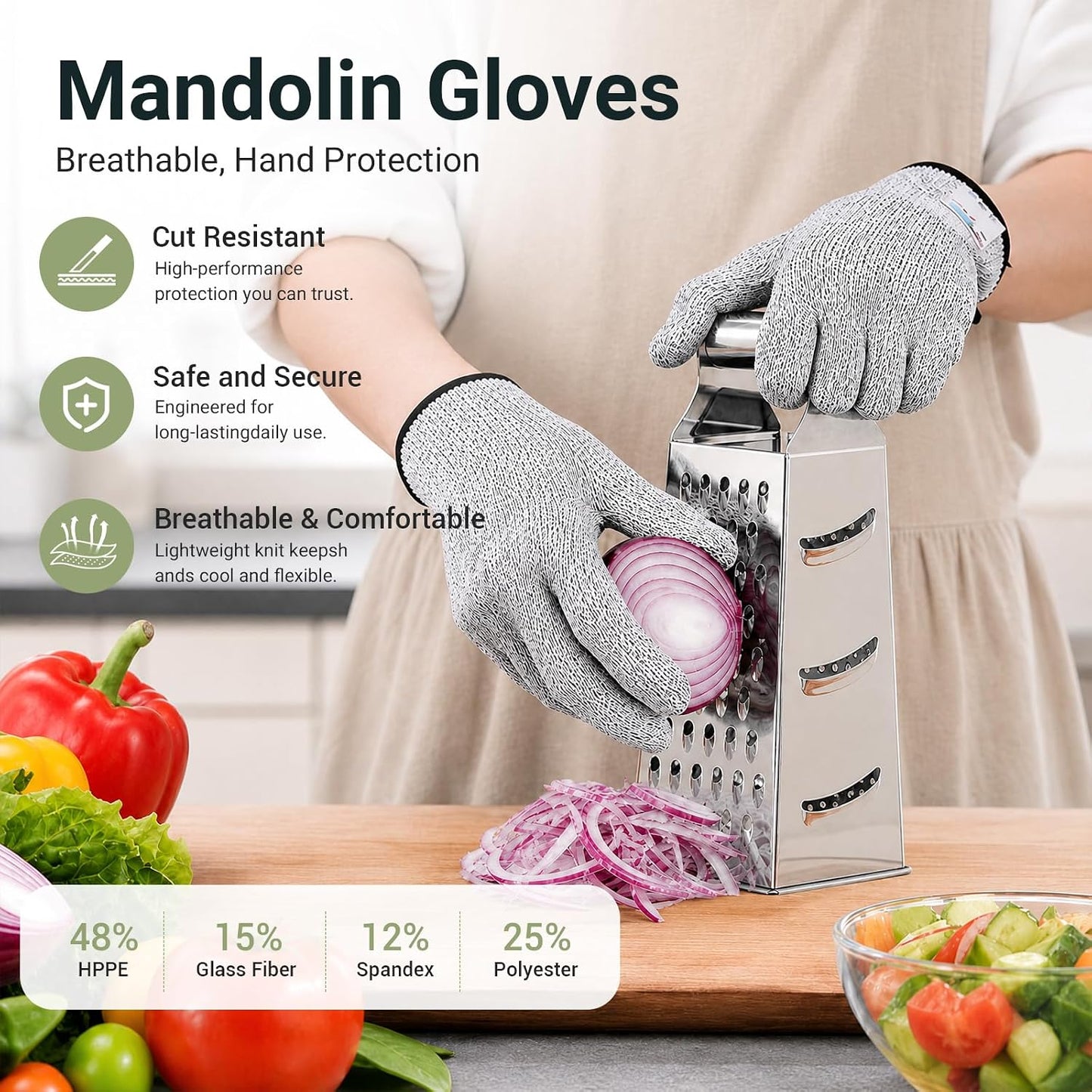 Cut Resistant Gloves for Men Women, Kitchen Gloves for Food Prep | Cutting Gloves With Superior Comfort and Grip for Meat Cutting, Oyster Shucking, Cooking, Gardening and Food Preparation ﻿