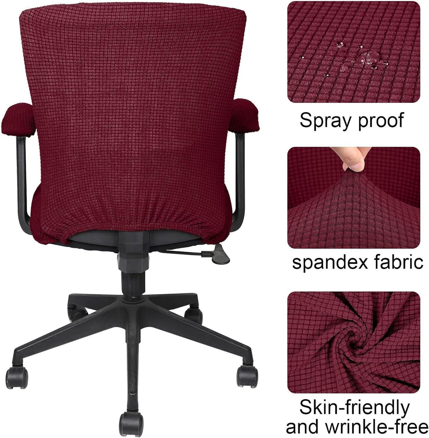 Tallew 4 Pcs Office Chair Covers Set Computer Universal Protective Stretchable Chair Seat Covers Desk Armrest Slipcovers Pads Office Cushion Backrest for Rotating (XL,Silver Gray)