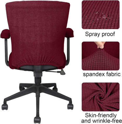 Tallew 4 Pcs Office Chair Covers Set Computer Universal Protective Stretchable Chair Seat Covers Desk Armrest Slipcovers Pads Office Cushion Backrest for Rotating (XL,Silver Gray)