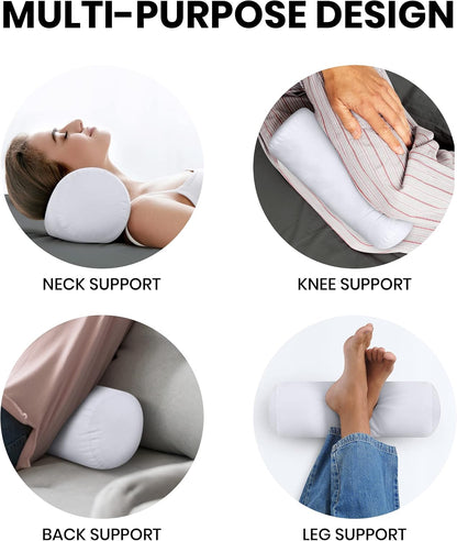 Utopia Bedding Bolster Pillow Inserts, 6x16 Neck roll Pillow, 2 Pack, White | Cylinder pillow, Round design, cervical & knee support pillow for sleeping, Massage relaxing and recovery, Set of 2, White