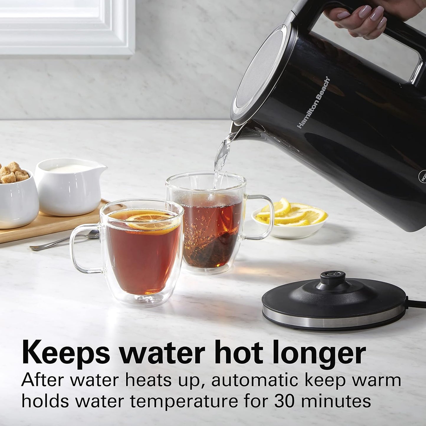 Hamilton Beach Digital Temperature Control Electric Tea Kettle, Hot Water Boiler & Heater 1.7L, 5 Preset Modes + Keep Warm, Fast Boil 1500 Watts, BPA Free, Cool-Touch Exterior, Black (41033) | Fast Boiling 1500 Watts |Temp Control + 5 Presets |
