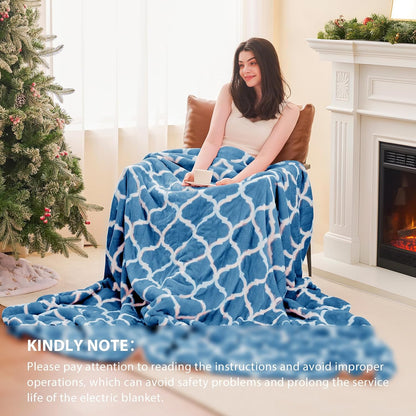 Homemate Heated Blanket Electric Throw - 50“x60“ Heating Blanket with 10 Fast Heat Levels 8 Hours Auto Off Soft Cozy Flannel Over-Heated Protection ETL Certification Keep Warming in Home | Throw with 10 Fast Heat Levels 8 Hours Auto Off Over-Heated