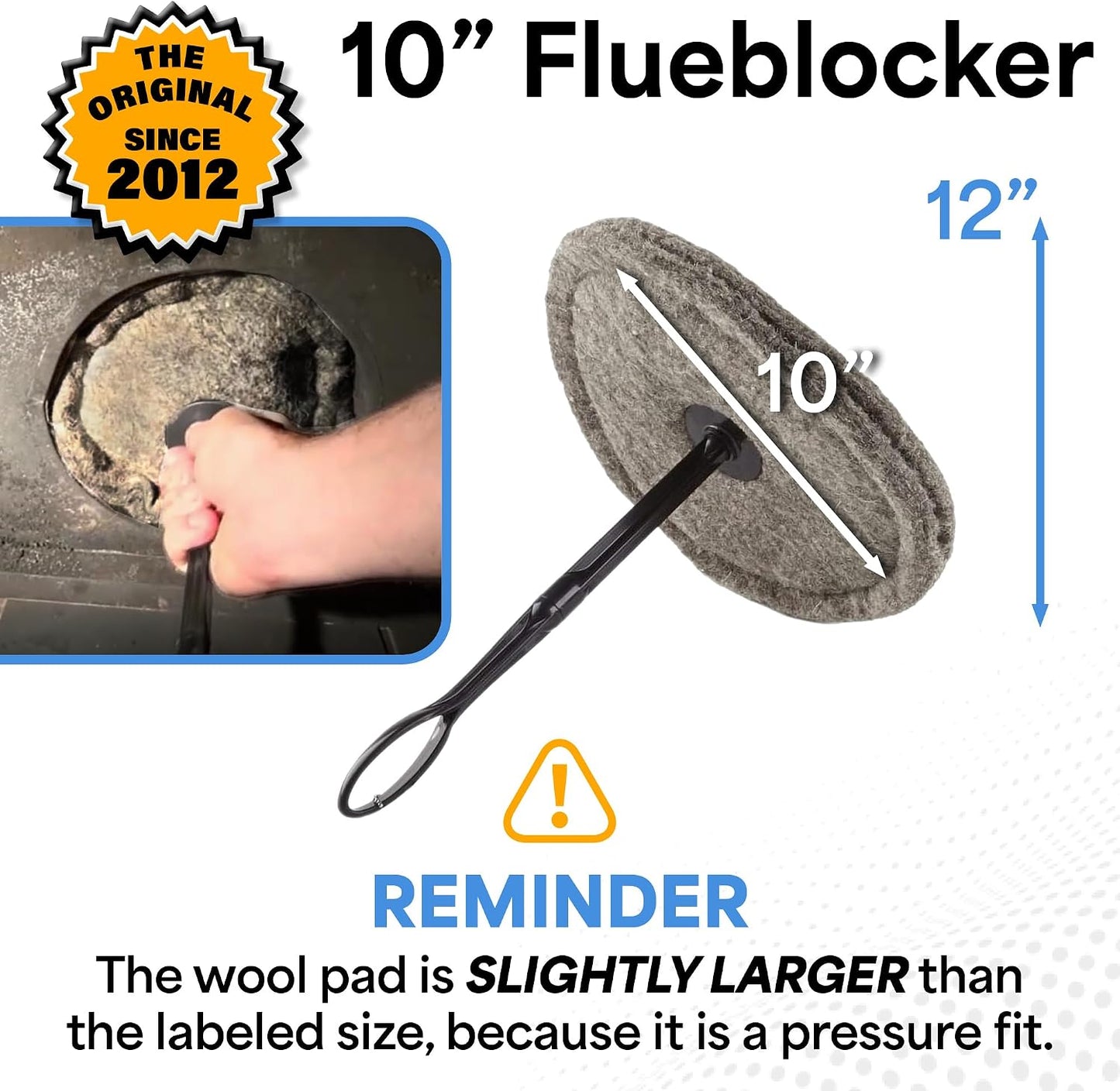 Plug for 5-6 Inch Round Chimney Flue - Fireplace Draft Stopper | 100% Herdwick Wool, Reusable, Balloon Alternative, Works Without Damper, Wood Stove Compatible, Made in England,