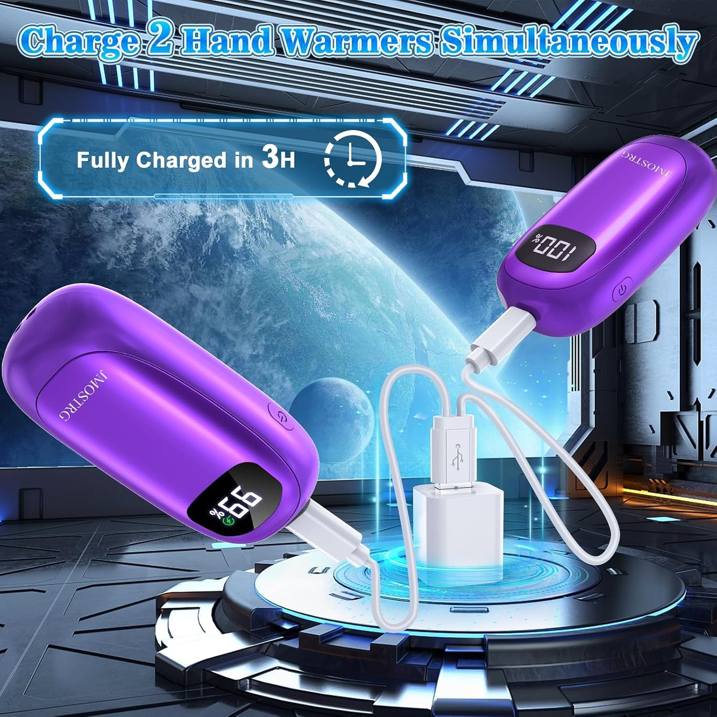 Hand Warmers Rechargeable, Electric Dual-Sided Heating with LED Display & Flashlight, Max 127℉, 13Hrs Long Lasting Pocket Heater for Raynauds, Golf, Hunting, Camping, Birthday Gifts for Men Women