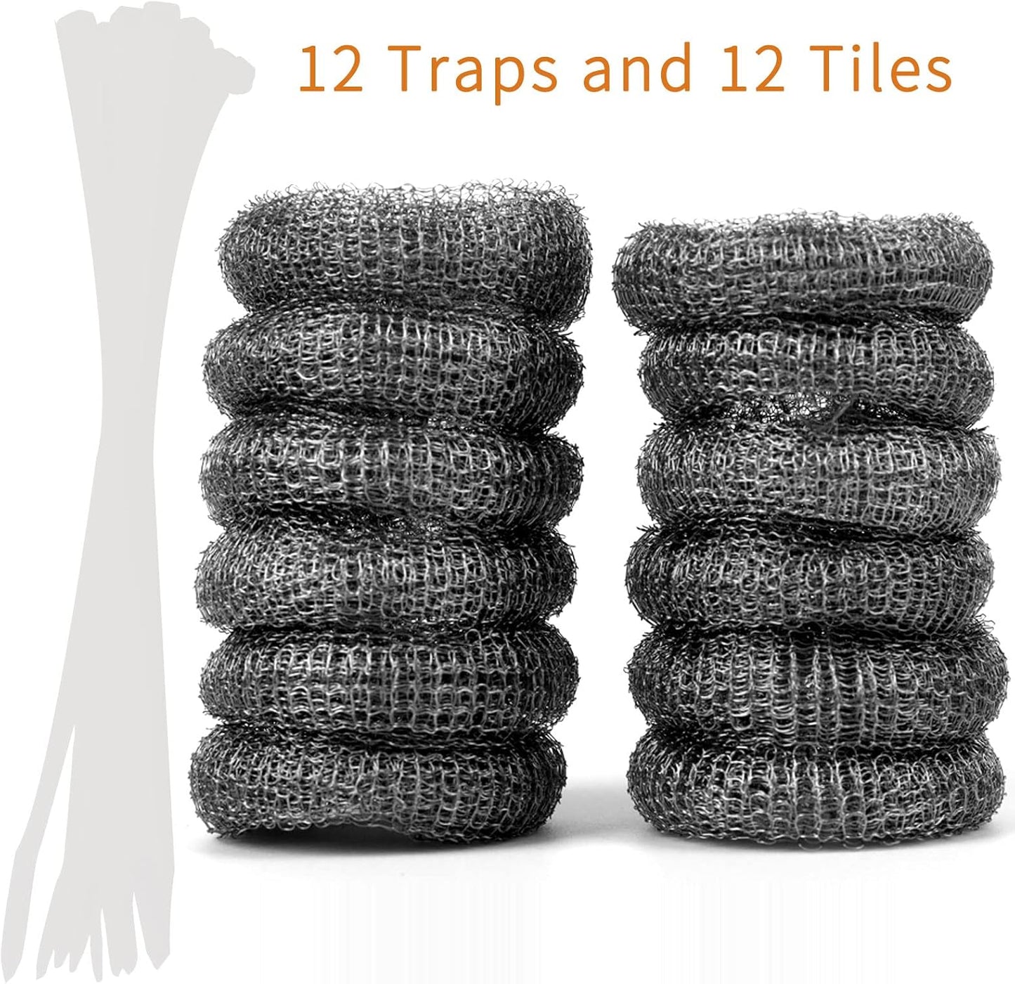 Stainless Steel Washing Machine Lint Snare Traps, 12 PCS Washer Hose Lint Traps with 12 PCS Cable Ties, Laundry Mesh Washer Sink Drain Hose Screen Filter