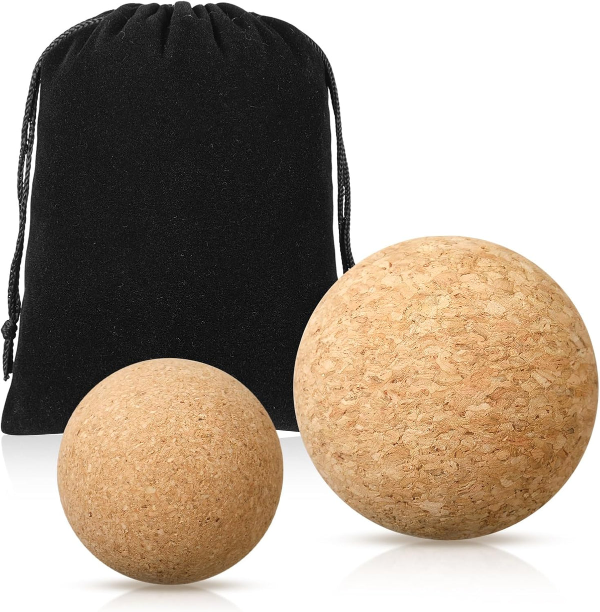TrelaCo Cork Massage Balls Set of 2 for Fascia Release After Exercise Yoga Point Therapy Relax Muscles Relieve Stress Tools