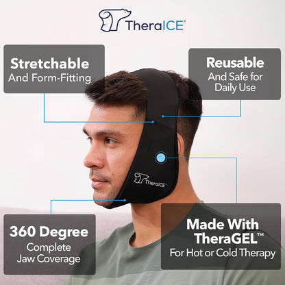 TheraICE Soft Wisdom Teeth Recovery Ice Pack Face Wrap. TMJ Pain Relief Product. Dental Oral Surgery Ice Pack. Jaw Chin Tonsillectomy Head Facial Jaw Bra Stretchable Cold Gel. No Hard Insert-1 Size | No Hard Insert, Dental Oral Surgery Ice Pack forJaw