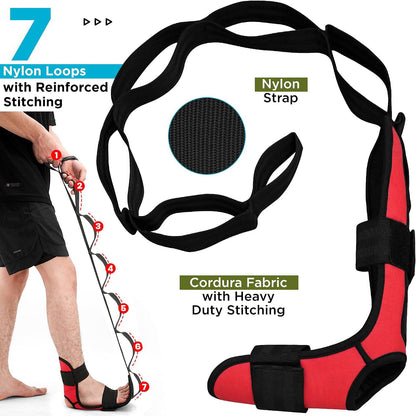 RDX Yoga Stretching Strap, Ankle Ligament Stretcher Belt with Loops Ligament Stretch Band, Fitness Leg Stretcher for Plantar Fasciitis, Foot Stretch Assist for Hamstring, Flexibility Exercise