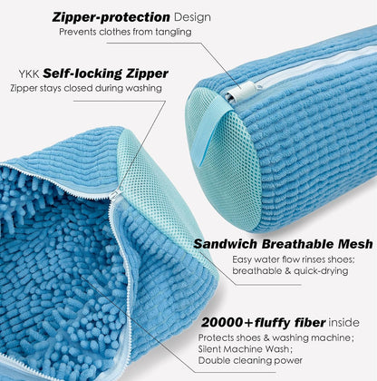 Shoe Washing Machine Bag,Laundry Shoe Bag for Washer and Dryer,Reusable Shoe Cleaning Bag for Sneakers,Tennis Shoes,With Self-locking Zipper, Microfiber Inside,Include Shoe Bag (Pro Grey - 1 Pack)