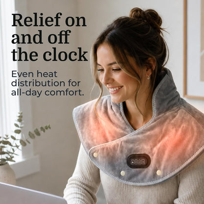 Callixe TheraWrap | Cordless Heating Pad for Neck, Shoulders, and Upper Back | Cervical Electric Massager with Instant Heat and Vibration for Pain Relief & Deep Relaxation | Ideal Gift for Mom & Dad