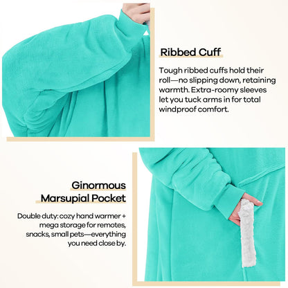 yescool Wearable Blanket Hoodie, Flannel Sherpa Fleece Blanket Sweatshirt for Adults Women Men,One Size Fits All - Colors B