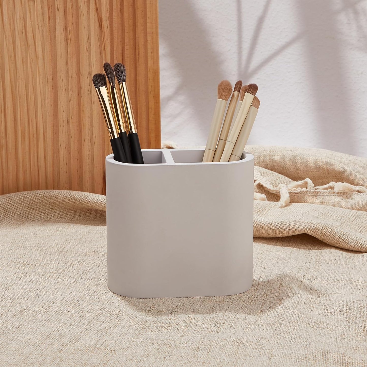 Quick Drying Toothbrush Holder for Bathrooms, Diatomite Countertop Organizer for Electric Tooth Brush, Toothpaste, Razor, Makeup Brush, White, 2 Slots