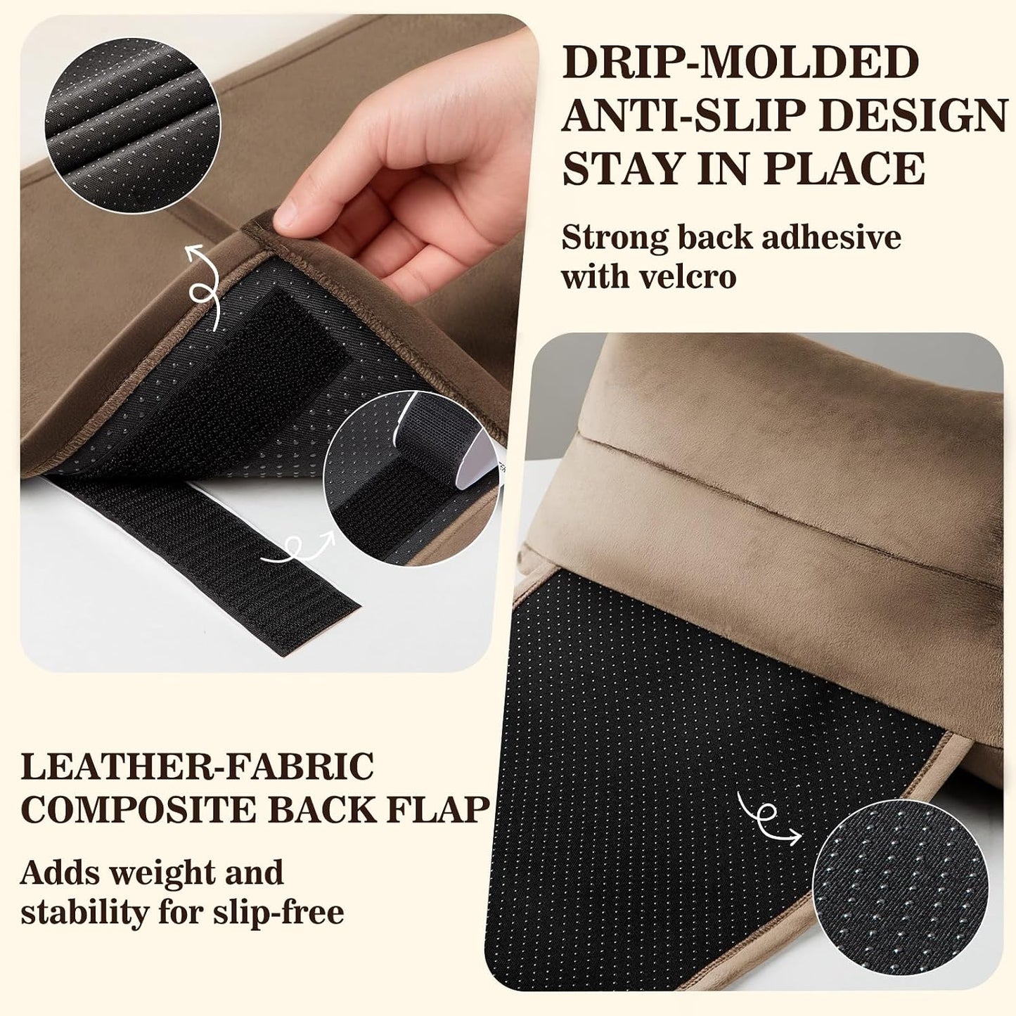 Recliner Headrest Pillow, Adjustable Comfort Neck & Head Support Pillow | Soft Velvet, Weighted Non-Slip Flap, Adjustable Filling, Washable Cover, for Recliners, Sofas, Office Chairs