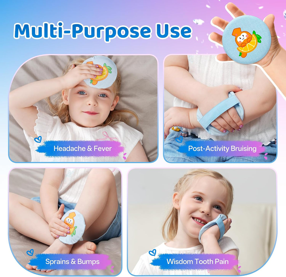 samply Small Gel Ice Packs, 5 Mini Reusable Cold Packs with 2 Covers