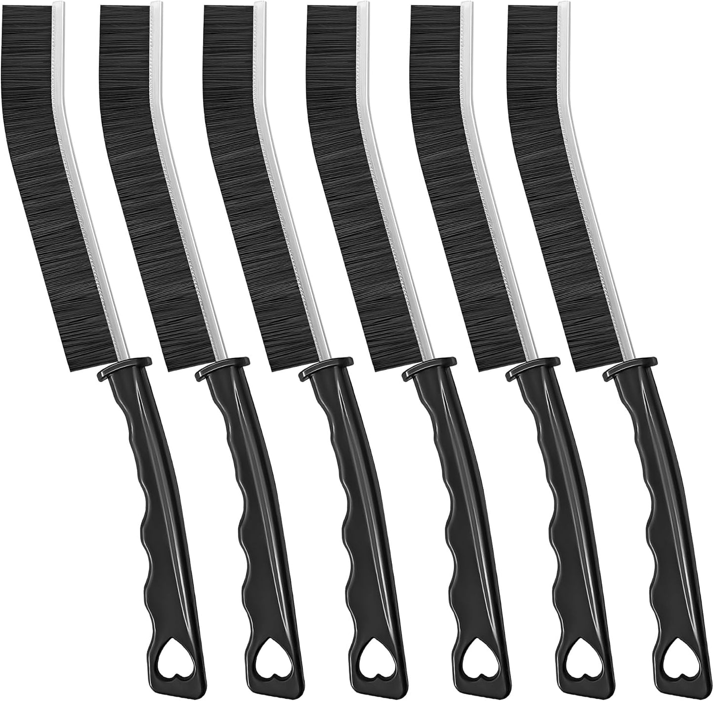 4TH Multi-Purpose Hard Bristle Crevice Cleaning Brush -Deep Reach Gap Cleaning Tool for Household Use -Versatile, Durable, Thin Brush to Clean Tight Spaces -4 Pcs, Black