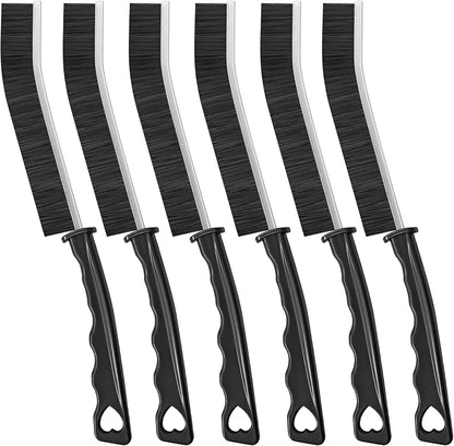 4TH Multi-Purpose Hard Bristle Crevice Cleaning Brush -Deep Reach Gap Cleaning Tool for Household Use -Versatile, Durable, Thin Brush to Clean Tight Spaces -4 Pcs, Black