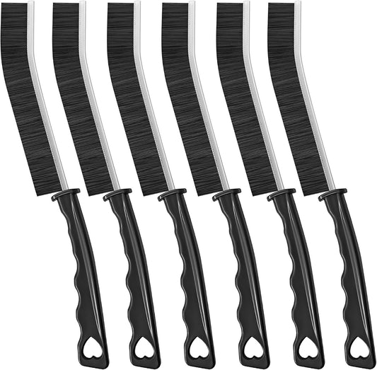 4TH Multi-Purpose Hard Bristle Crevice Cleaning Brush -Deep Reach Gap Cleaning Tool for Household Use -Versatile, Durable, Thin Brush to Clean Tight Spaces -4 Pcs, Black