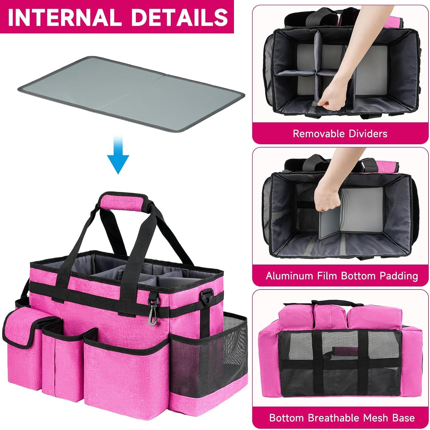 Cleaning Caddy Bag,Large Cleaning Supplies Organizer with Handle for Housekeepers,Purple