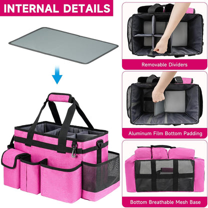 Cleaning Caddy Bag,Large Cleaning Supplies Organizer with Handle for Housekeepers,Purple