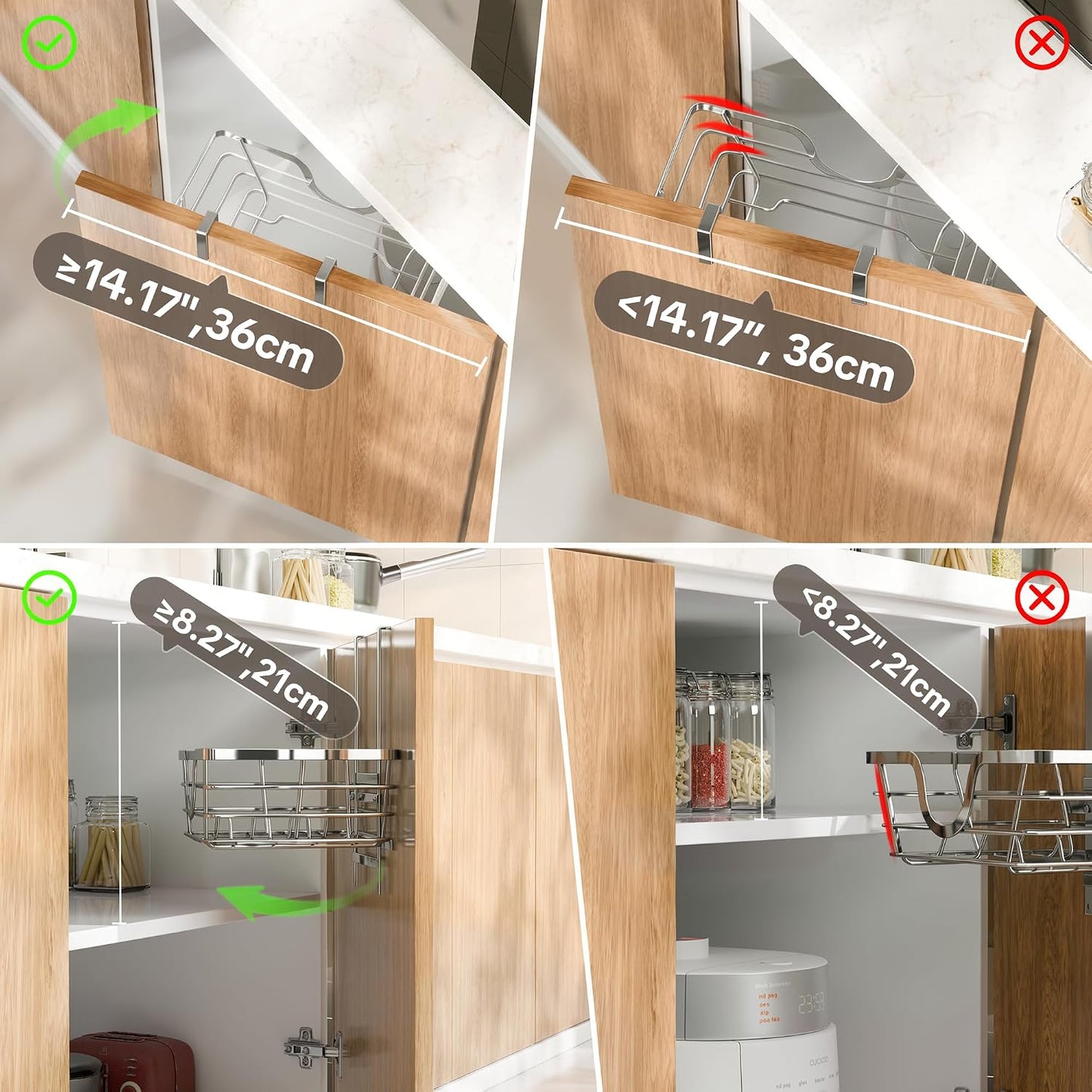 TIDIIABODE Pot Lid Organizer, Adjustable Kitchen Pot Lid Holder Inside Cabinet, Kitchen Cabinet Organizer Hanging for Food Storage Container, Pot, Pan Lid & Bakeware, Black