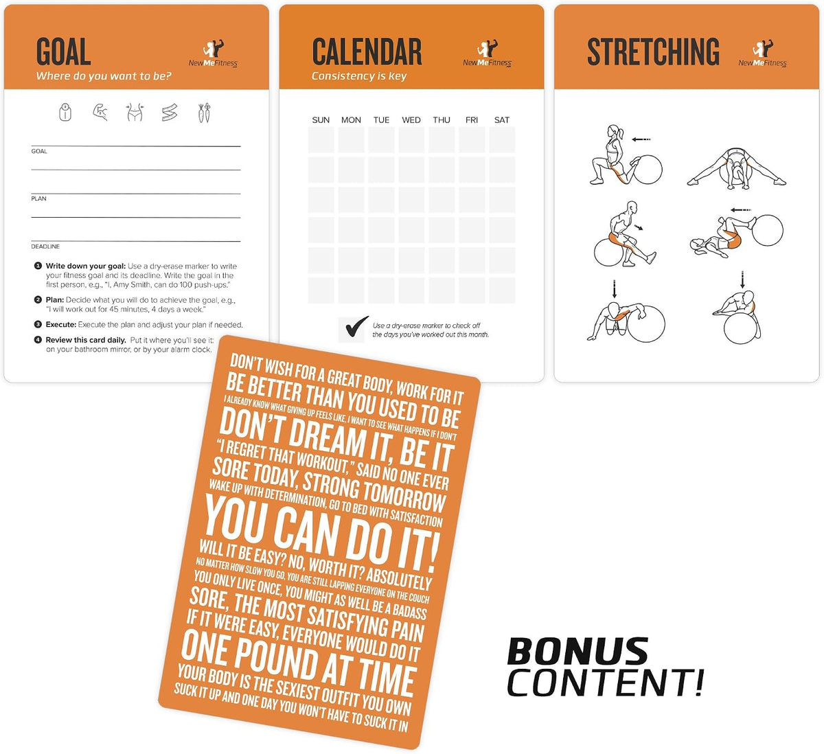 NewMe Fitness Pilates Workout Cards, Fitness Deck for Women and Men