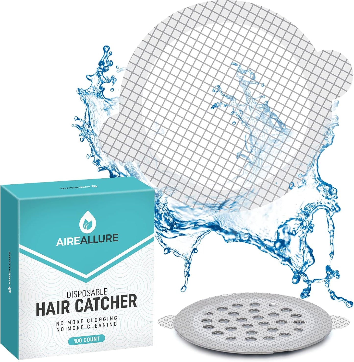 25 Pack Disposable Shower Drain Hair Catcher Mesh Stickers - Peel & Stick Drain Strainers to Prevent Clogs, Strong Waterproof Adhesive, Mess-Free Disposable Drain Covers for Shower & Bathtub