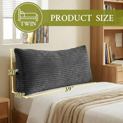 Headboard Pillow Queen, Headboard Wedge Pillow, Back Rest Pillows for Sitting, Reading, Working, Triangle Pillow with Removable Cover, Daybed Pillows for Bed Dorm Sofa, Dark Grey