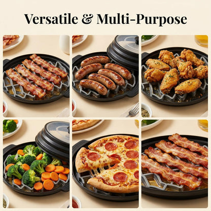Microwave Bacon Cooker with Lid, 3-Piece Bacon Tray for Microwave Oven | Crispier Bacon with Less Grease,Collapsible Cover,Grease-Draining Rack,Oil Collection Tray,BPA-Free Material
