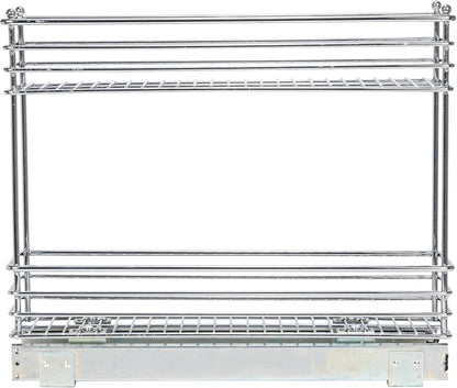 Household Essentials Glidez Multipurpose Chrome-Plated Steel Pull-Out/Slide-Out Storage Organizer for Cookware and Bakeware - 2-Tier Design - Fits Standard Size Cabinet or Shelf, Chrome
