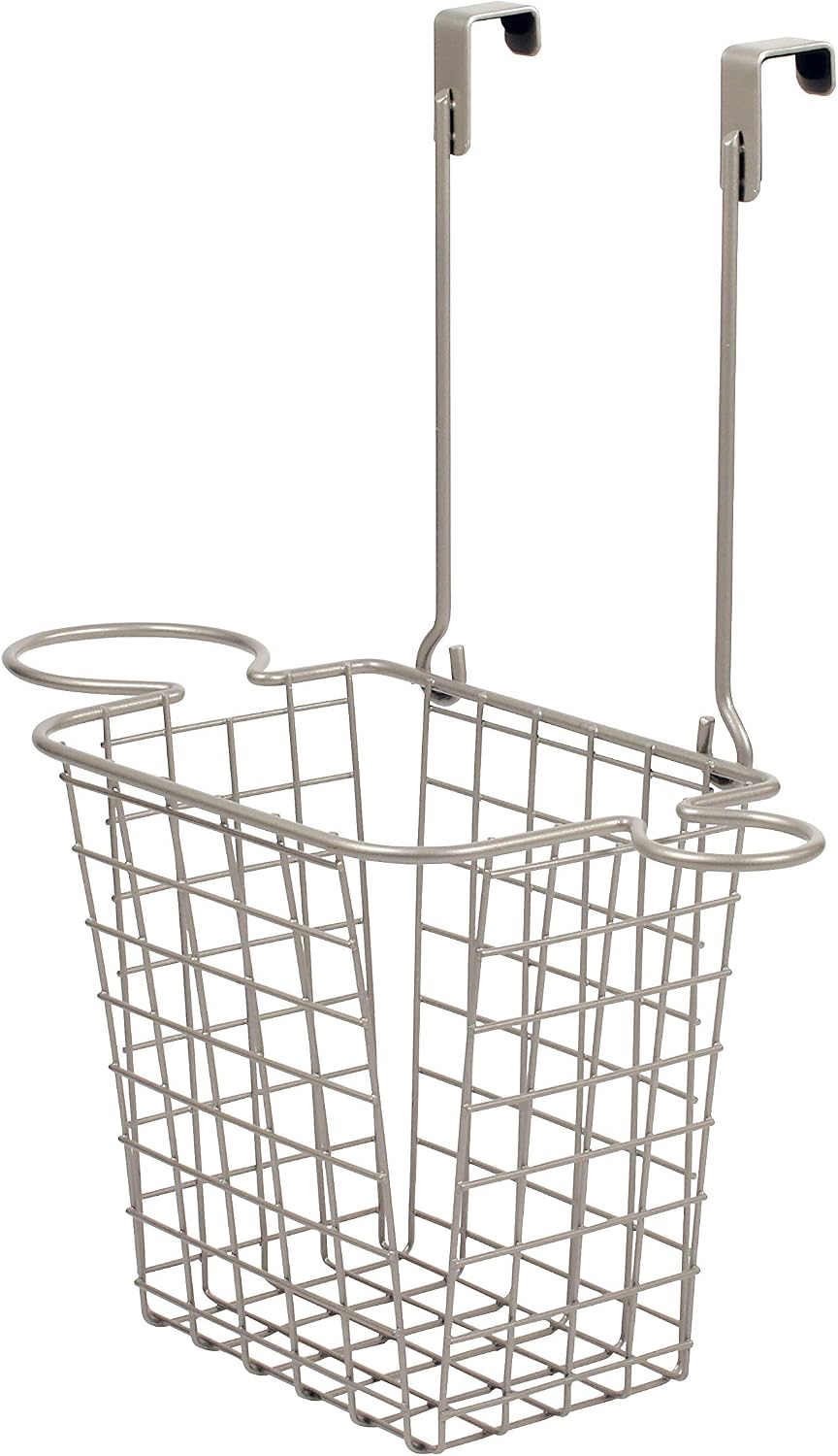 Spectrum Grid Over the Cabinet Styling Station (Satin Nickel) - Tall Bathroom & Under Sink Organizer for Hair Dryer, Beauty Tools, Accessories, & Home Essentials