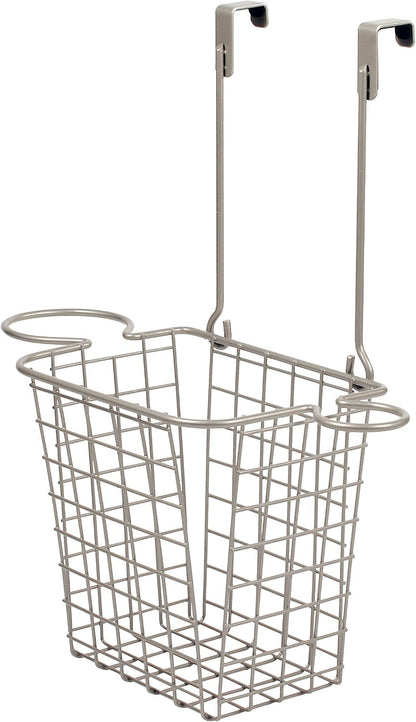 Spectrum Grid Over the Cabinet Styling Station (Satin Nickel) - Tall Bathroom & Under Sink Organizer for Hair Dryer, Beauty Tools, Accessories, & Home Essentials