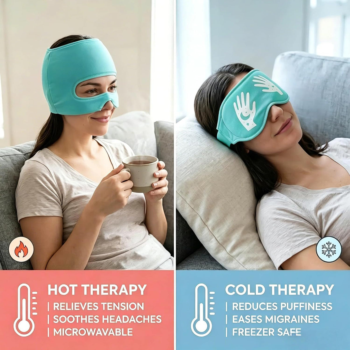 3-in-1 Migraine Relief Cap with Eye Holes