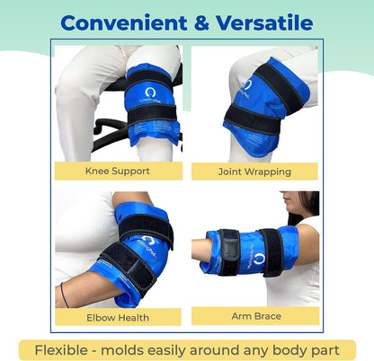 Foot and Ankle Gel Pack - Reusable Gel Ice Pack with Elastic Fastener - Cold Packs for Post-Surgery or Sport Injuries, Flexible Ice Packs - Foot Wrap and Ankle Ice Pack Wrap Compression - 1 Pack Blue