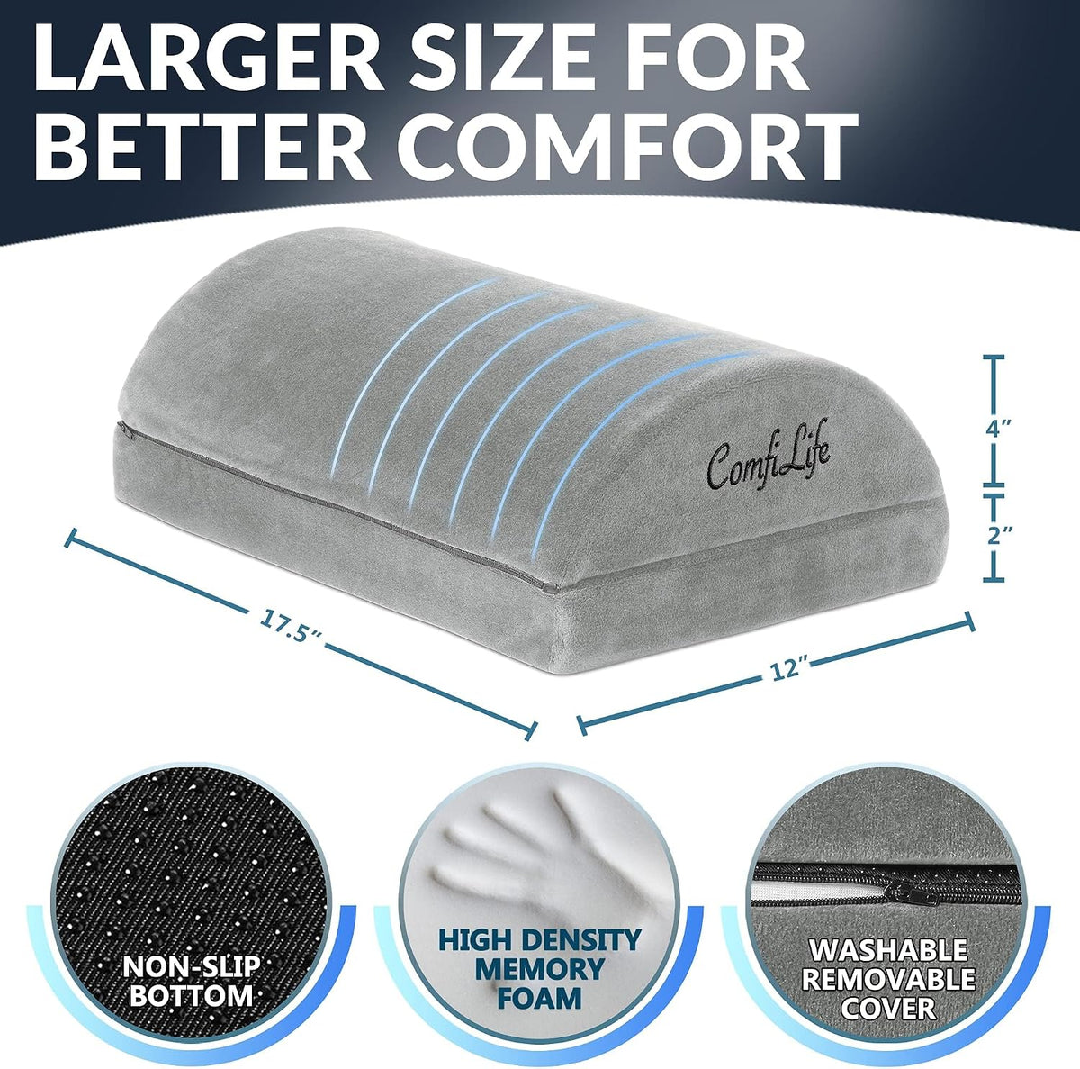 ComfiLife Foot Rest for Under Desk at Work – Adjustable Height Memory Foam Foot Stool for Under Desk, Office Chair & Gaming Chair – Ergonomic Footrest for Back & Hip Pain Relief (Black)