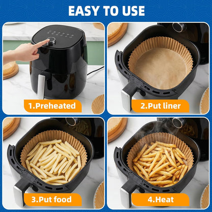 HONYAO Air Fryer Paper Liners for Dual Zone Airfryer, 8.1x5.5 inch