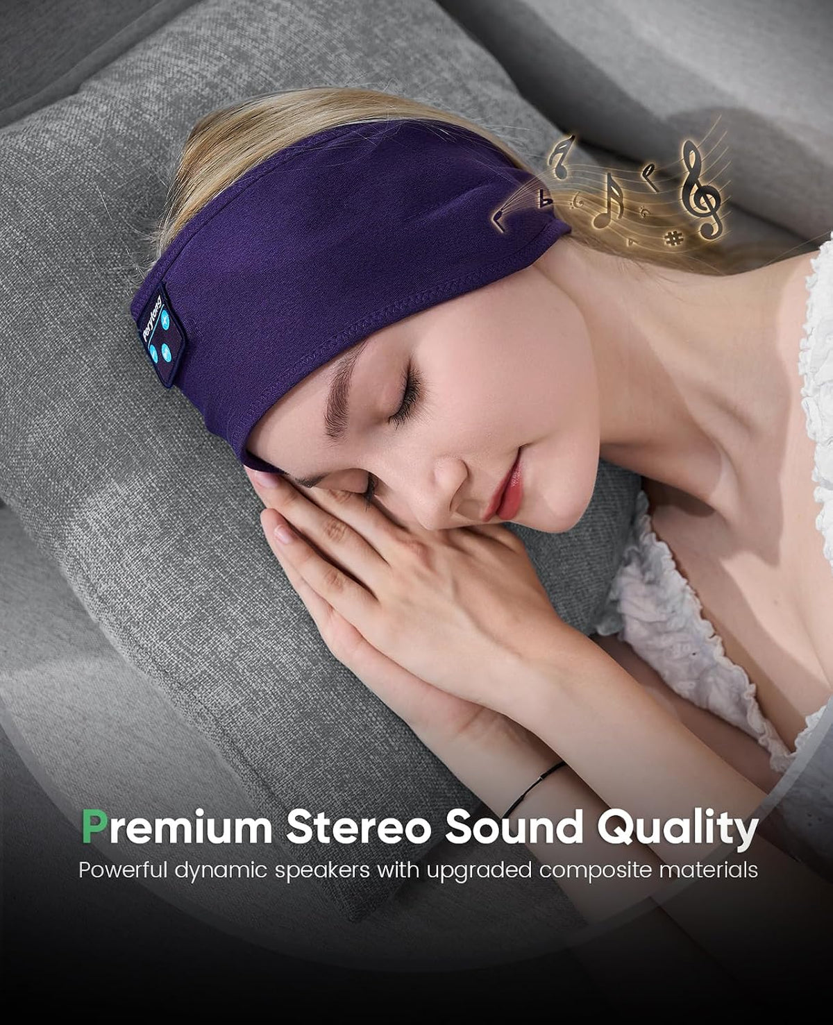 Perytong Sleep Headphones Wireless, Bluetooth Sports Headband Headphones with Ultra-Thin HD Stereo Speakers Perfect for Sleeping,Workout,Jogging,Yoga,Insomnia, Air Travel, Meditation (Grey)