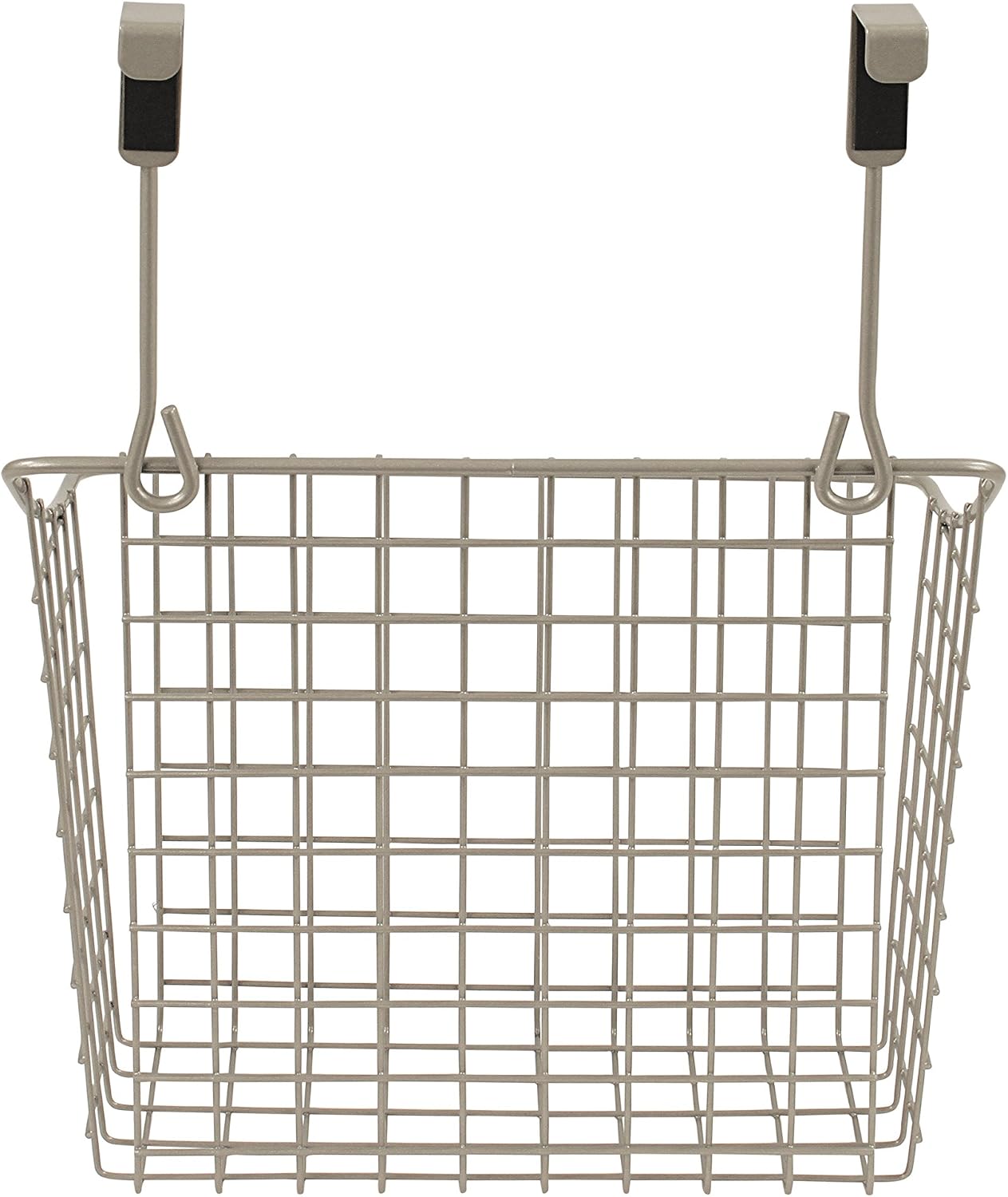 Spectrum Hanging Baskets for Organizing (Large, Satin Nickel) - Grid Over the Cabinet Wire Basket for Kitchen or Bathroom - Door Hanging Storage Organizer for Cleaning Supplies, Washcloths, & Towels