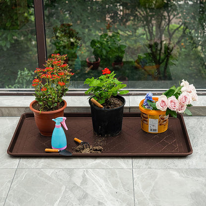 All Weather Boot Tray Extra Large 40"x20" - Brown Plastic Shoe Mat | Multi-purpose mudroom entryway tray with 1.25" raised edges - fits shoes, pet bowls & plants - 100% recycled polypropylene