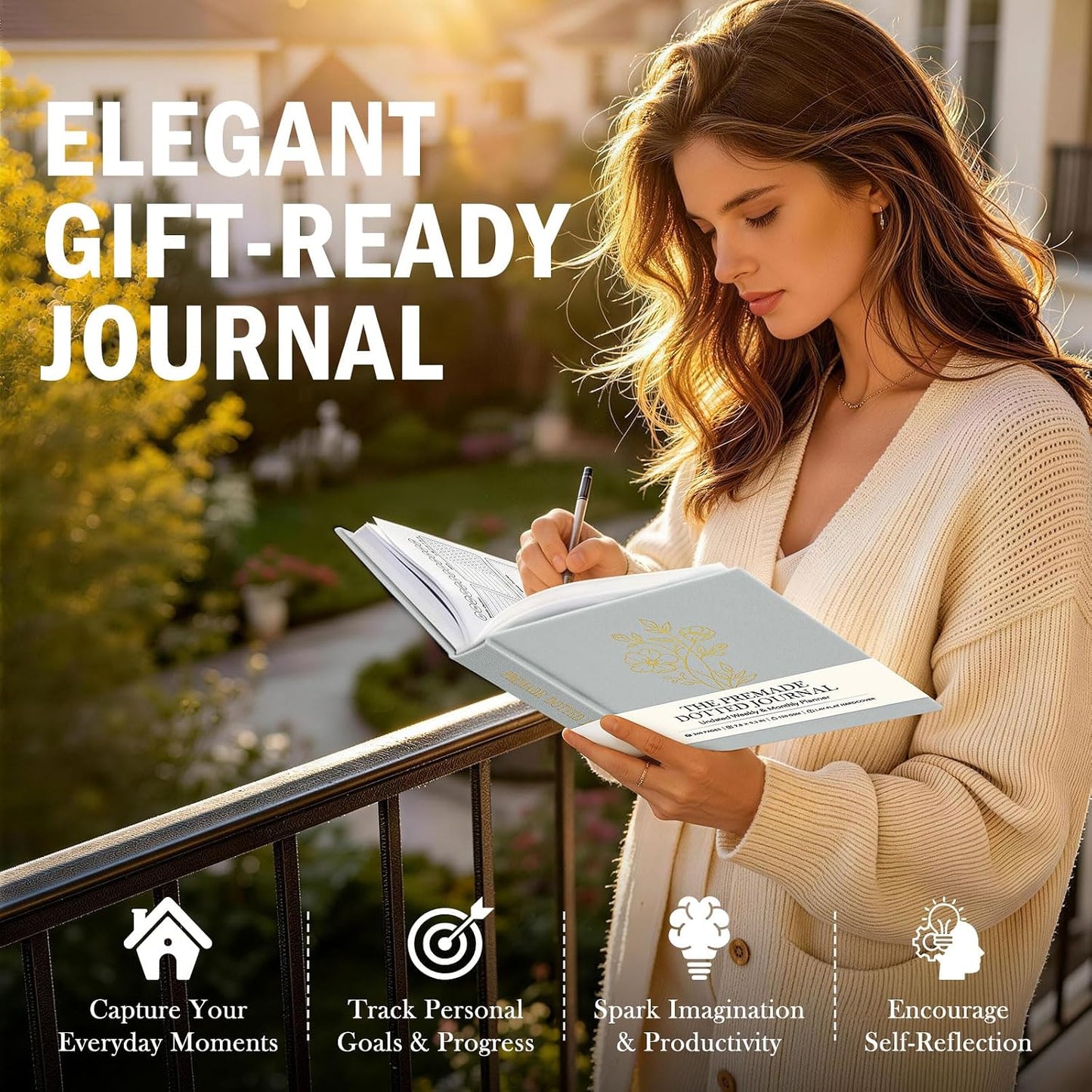 Everloria Premade Dotted Journal, 12 Months Pre-made Templates Bullet Notebook, 260 Hand-Drawn Coloring Pages, Undated Weekly & Monthly Planner, 7.8"x9.3" Linen Dot Grid Habit Mood Tracker, Sage Green
