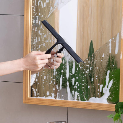 Shower Squeegee for Glass Doors, Squeegee for Shower Glass Door, Window and Car Glass, Mirrors - All-Purpose Stainless Steel Squeegee, 10 Inches and Black