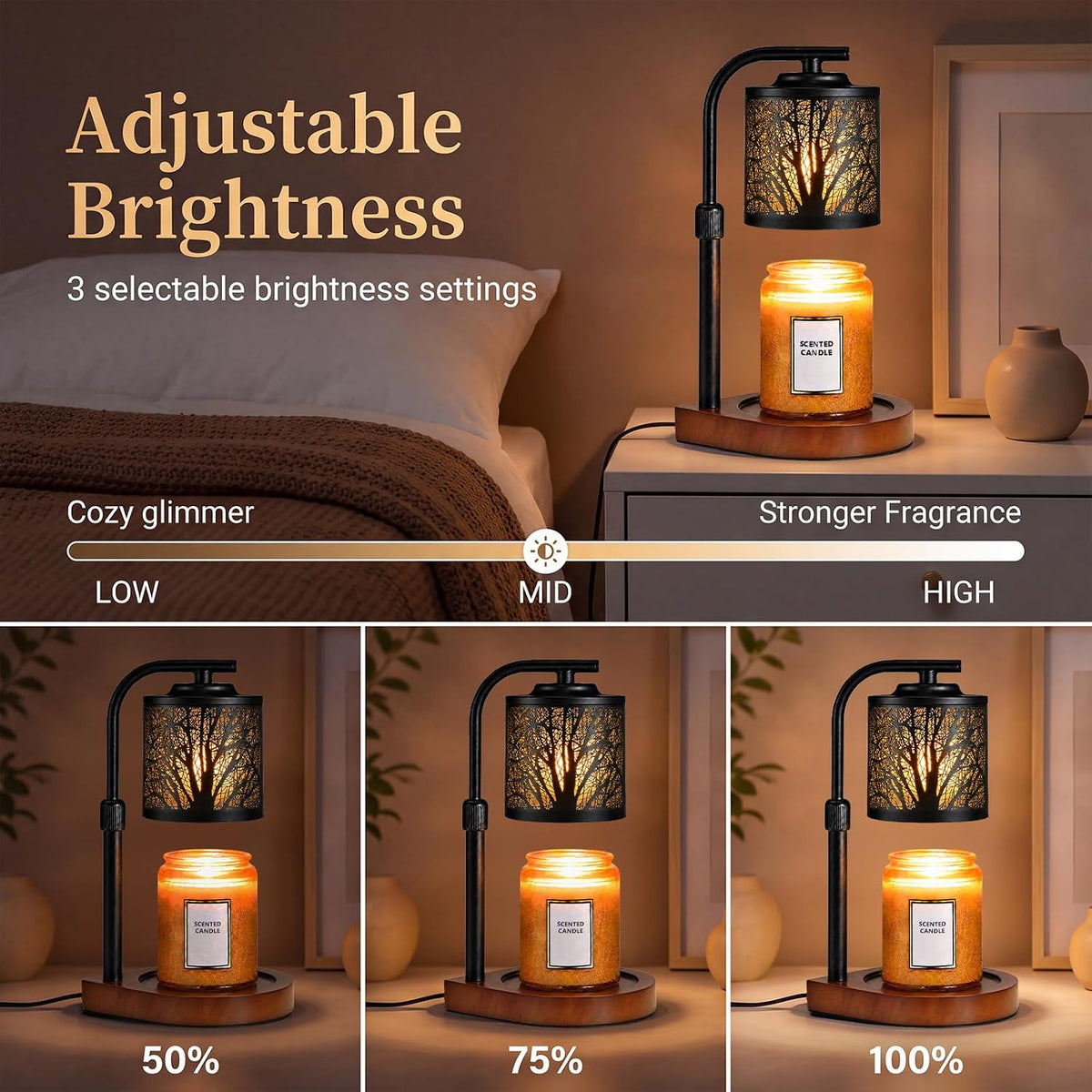 Candle Warmer Lamp with Timer & Dimmer- Electric Wax Melt Warmer with Adjustable Height for Scented Candles, Home Décor Fragrance and House Warming Birthday Gifts for Women Mom