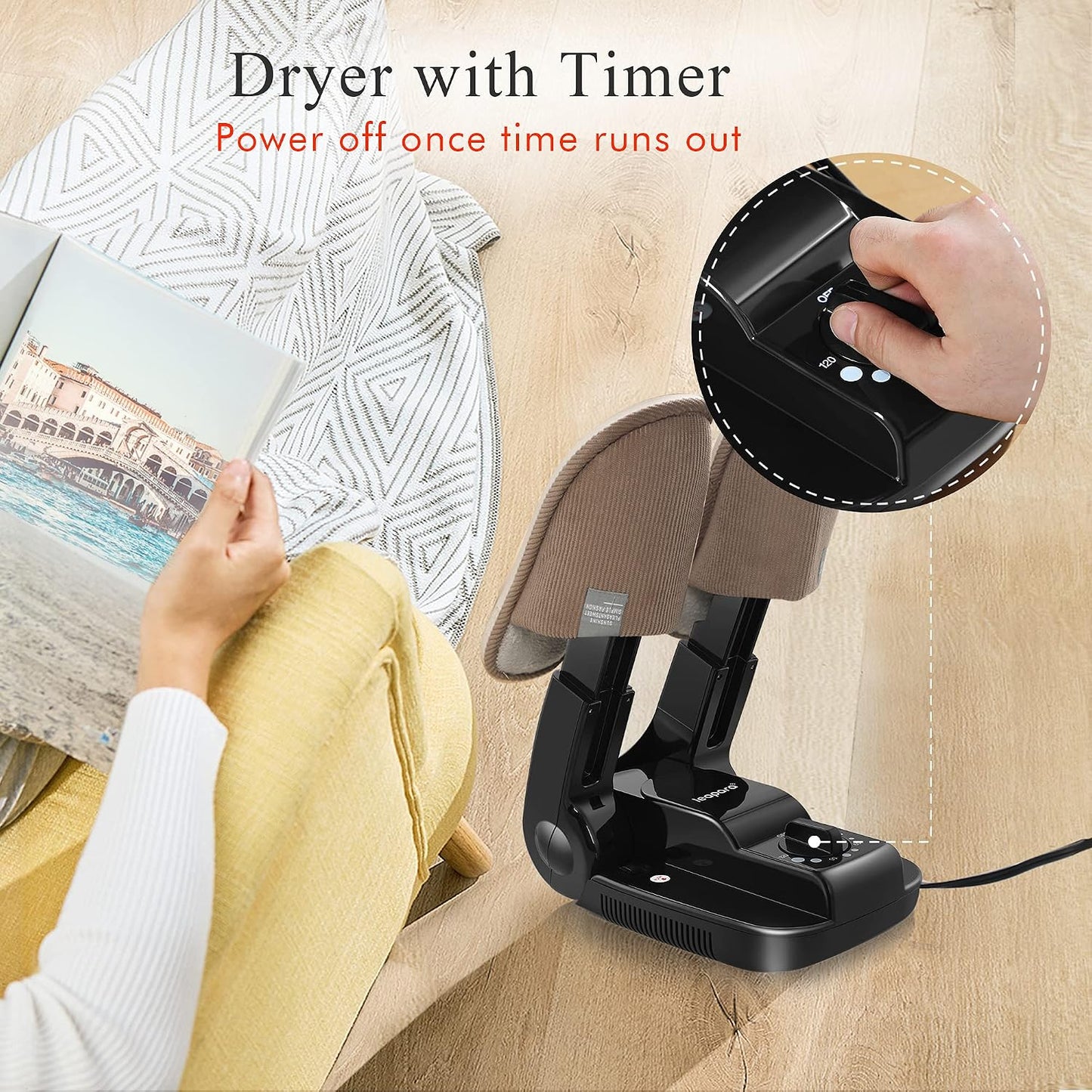 Boot Shoe Dryer with Timer for Gloves and Work Boots,Portable Foldable