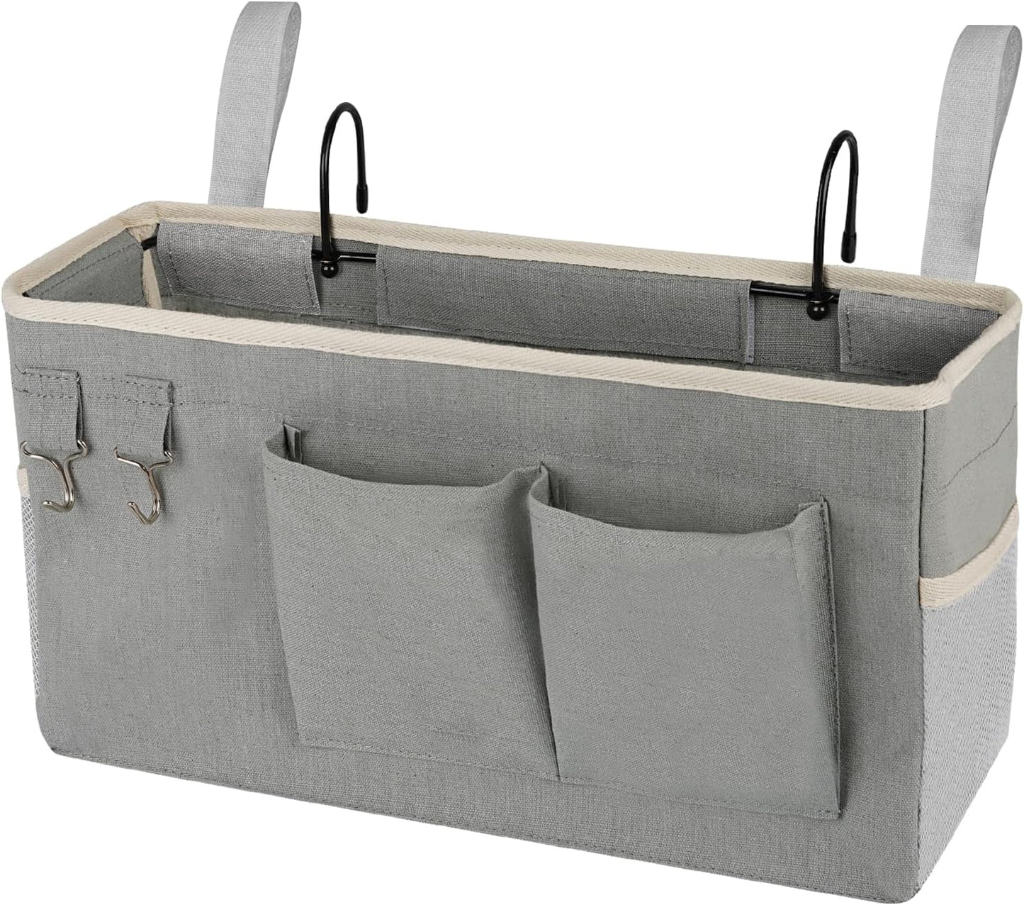 Bedside Caddy Bedside Storage Bag for Headboards/Bunk Bed | Hanging Bed Caddy with Hooks fits Bunk bed Hospital Beds Dorm Bed Rails, Essentials for Phones, Books, Remotes, Water Bottles