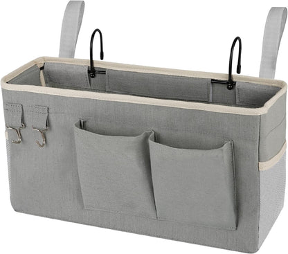 Bedside Caddy Bedside Storage Bag for Headboards/Bunk Bed | Hanging Bed Caddy with Hooks fits Bunk bed Hospital Beds Dorm Bed Rails, Essentials for Phones, Books, Remotes, Water Bottles