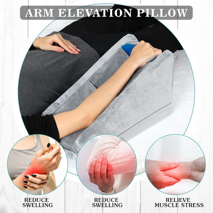 Buryeah Dark Gray Arm Elevation Pillow 2 Pocket, Plush Material