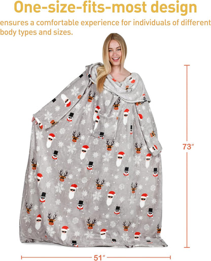 Catalonia Wearable Blanket with Sleeves for Women & Men, Fleece Wrap Throw | Cozy Sleeve Design for Hands-Free Comfort, Perfect for Reading, TV Time & Relaxing, Christmas & Birthday Gift