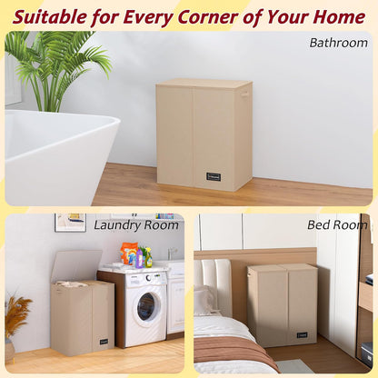 195L Laundry Hamper 3 Section,Large Laundry Hamper with Lid,Dirty Clothes Hamper with 3 Inner Bags,Collapsible Laundry Basket Organizer for Laundry Room,Bedroom,Laundry Sorter Hamper 3 Compartment