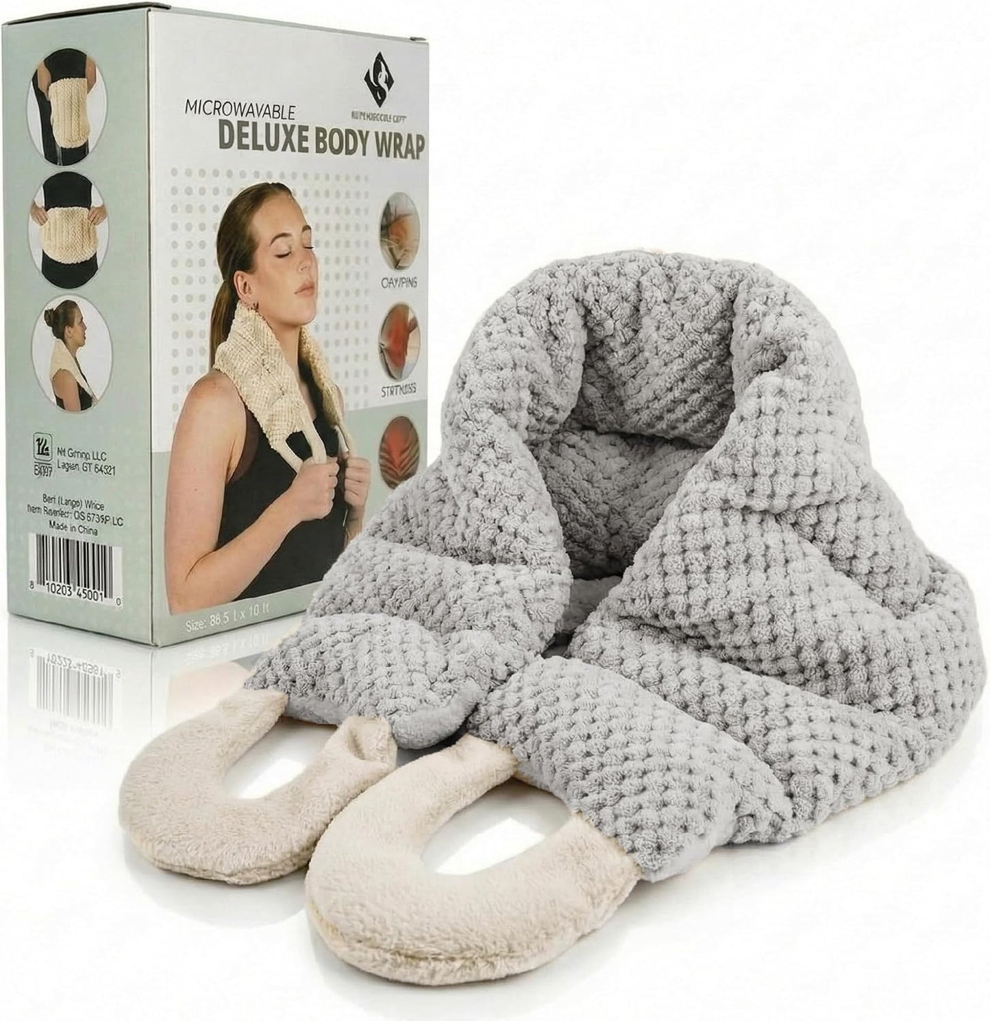 Microwavable Deluxe Body Wrap, 30" x 6" | 30" x 6" Flexible Therapeutic Thermal Compress, Reusable Moist-Heat Heating Pad for Neck, Shoulders, Back & Body