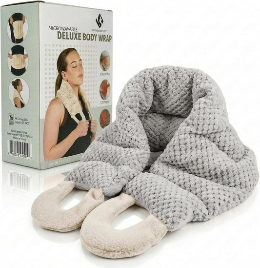 Microwavable Deluxe Body Wrap, 30" x 6" | 30" x 6" Flexible Therapeutic Thermal Compress, Reusable Moist-Heat Heating Pad for Neck, Shoulders, Back & Body